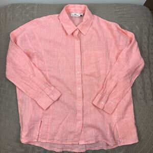 Vineyard Vines Coral Cotton Oversized Button Down Shirt ~ 2